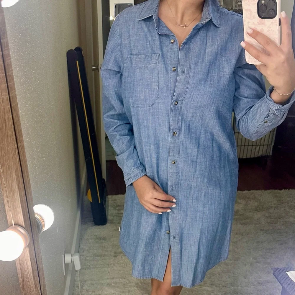 The North Face- Blue Denim Shirt Dress - Picture 2 of 7